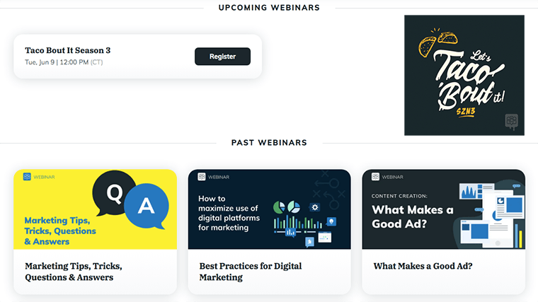 Screenshot of CompanyCam's webinars