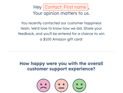 Screenshot of a Feedback Survey