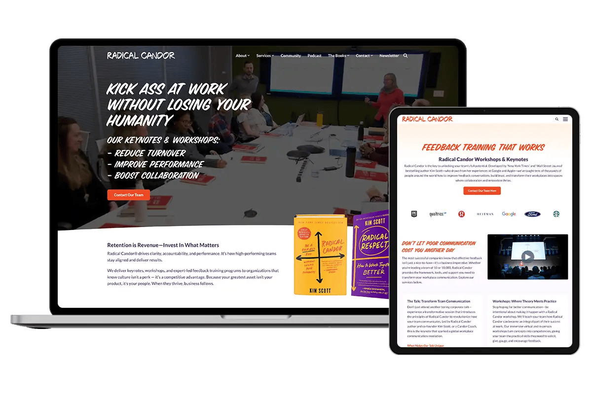 Mockup of the Radical Candor website