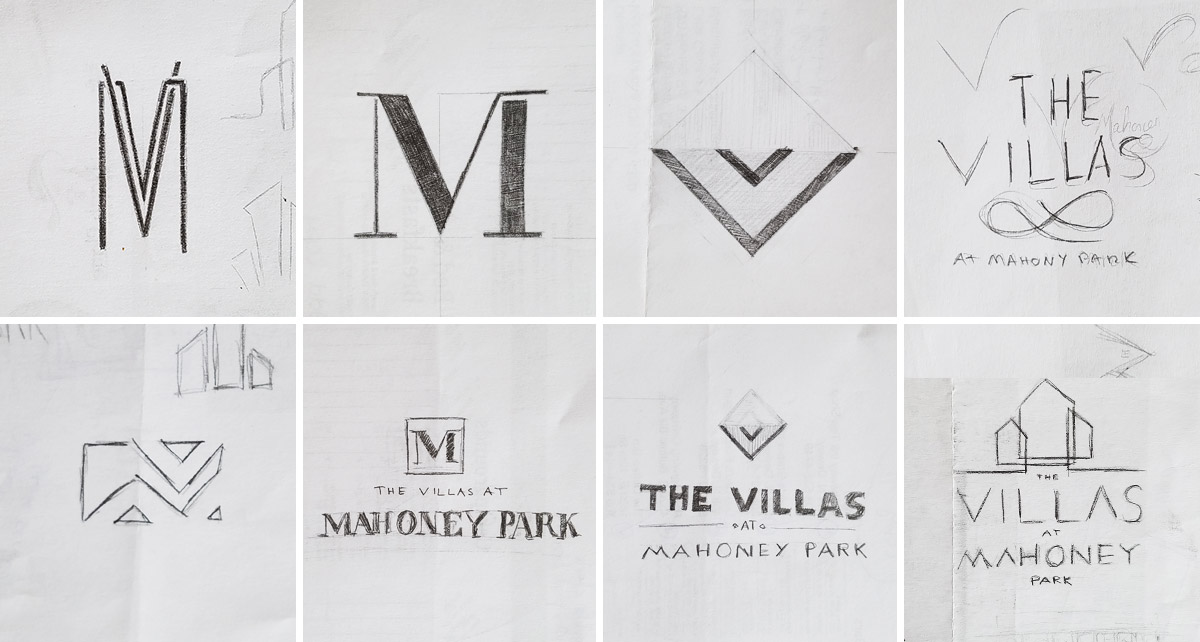 The Villas at Mahoney Park Logo Sketches